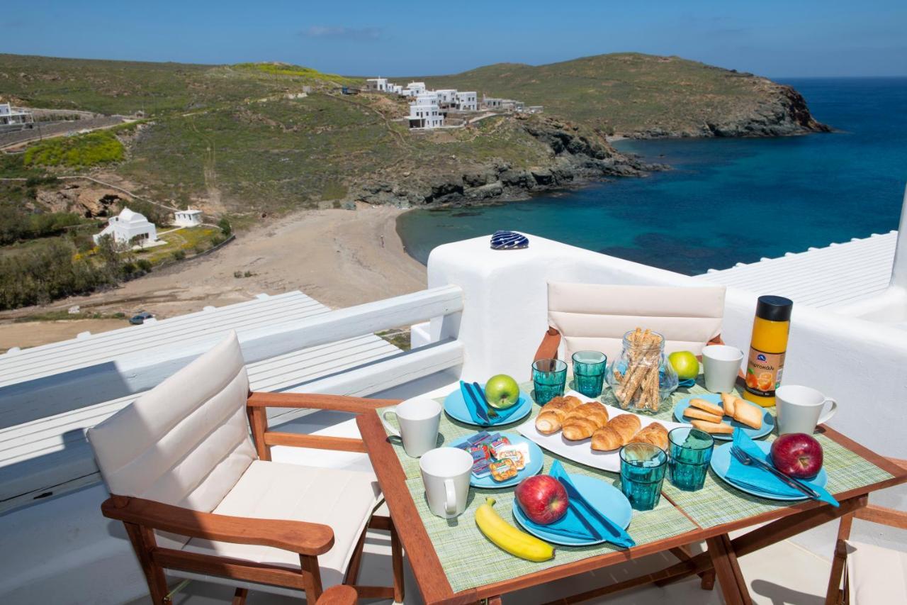 Superior Beachfront Apartment 1 With View To The Aegean Sea Panormos  ภายนอก รูปภาพ